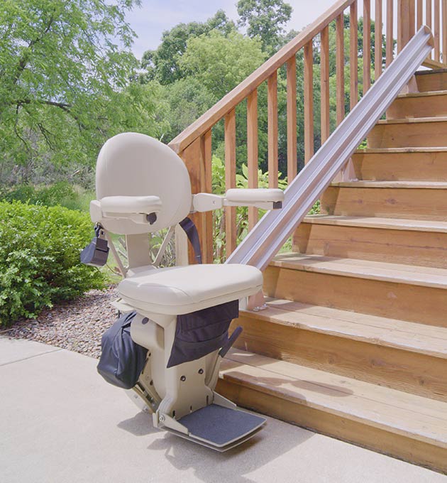 safenez bruno elite sre-2010 outdoor stairchair are exteriot outside straight rail stair lift chair